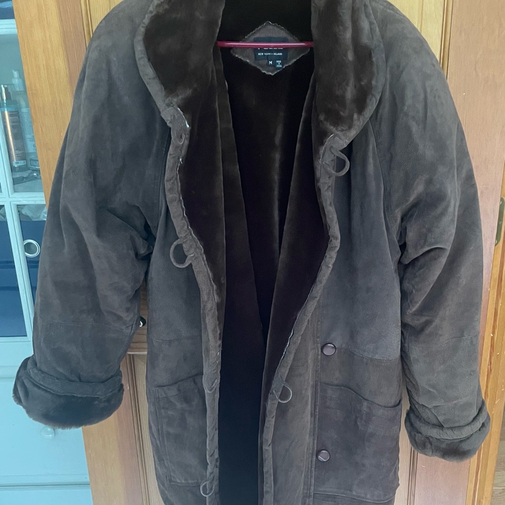 Pelle Studio Brown Leather Jacket High Collar button closure